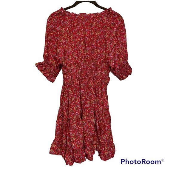 Arnhem Dresses & Skirts - Arnhem size 8 red floral dress short sleeve modal boho style elastic at sleeve